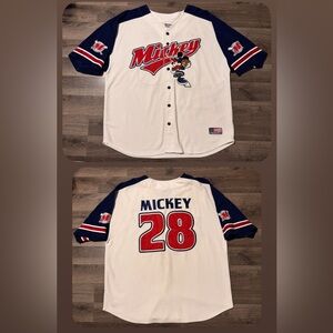 Vtg Retro 90s Walt Disney World Mickey Mouse Baseball Embroidered Jersey Mens XL